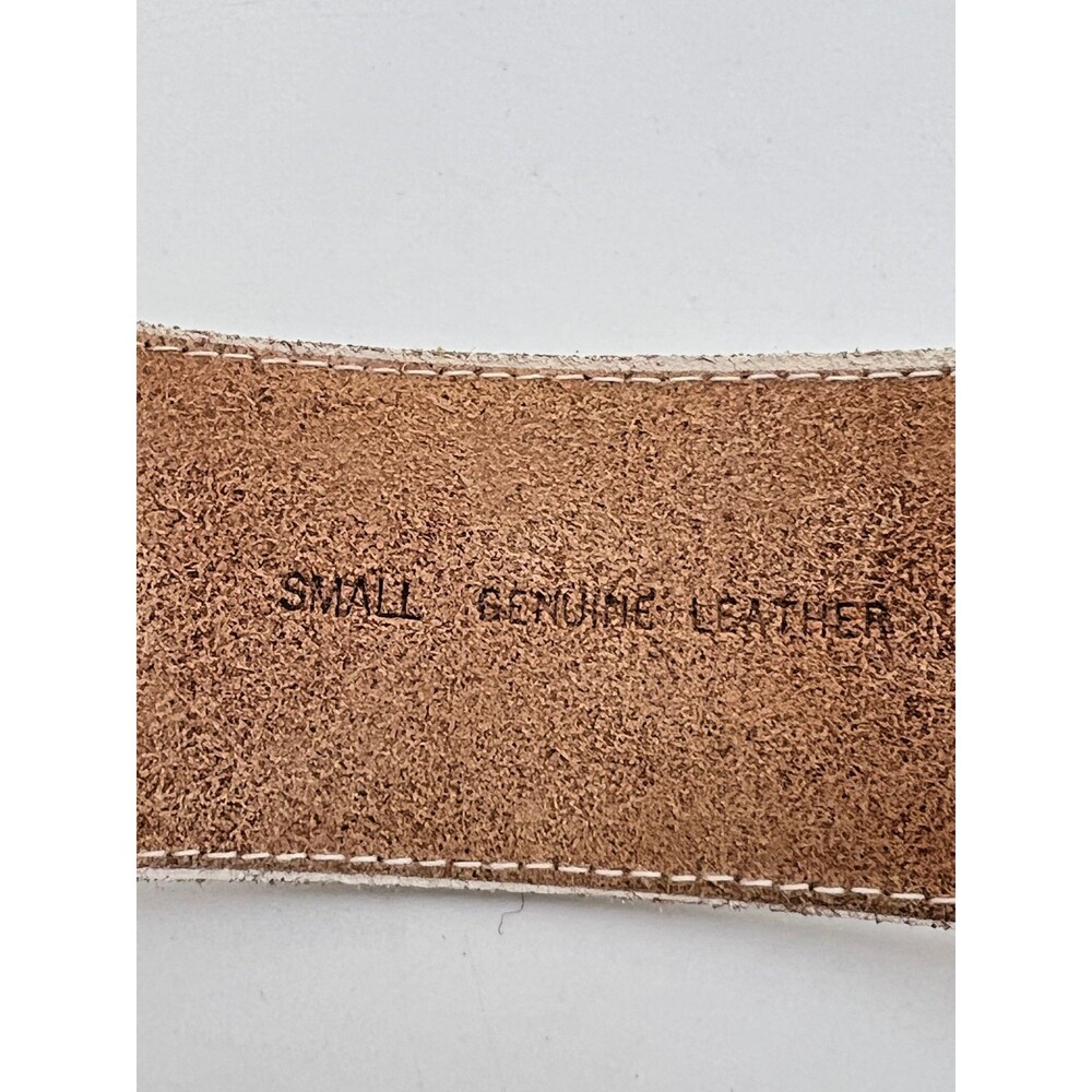 Vtg 1988 LIZ CLAIBORNE Women's S Wide Belt White Leather Brass Buckle Braided - Picture 7 of 9